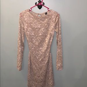 Blush pink lace dress
